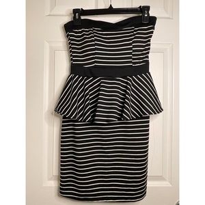 Sm Black and white striped peplum dress